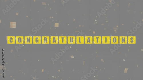 Grey background motion graphic for celebratory congratulations.