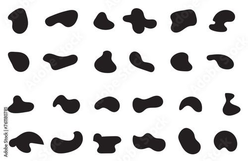 Blob shape organic set. Fluid cooler blob shape vector for abstract design.Irregular random minimal blob form. Abstract watery forms template. Organic blobs set icon on transparent background.