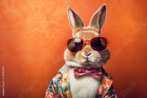 Portrait of a handsome fashionable bunny.