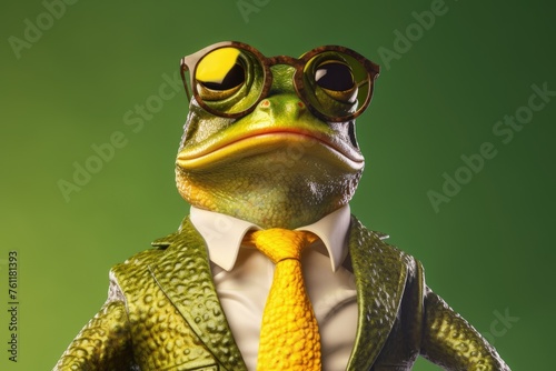 Portrait of a handsome fashionable frog.