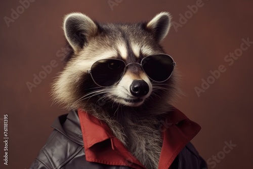 Portrait of a handsome fashionable raccoon.