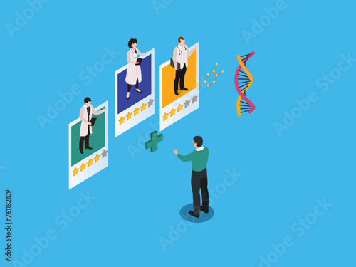Patient choosing doctor online based on star rating review