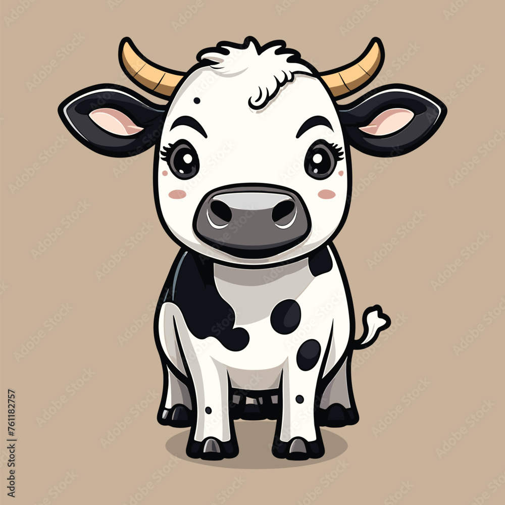 cute cow with horn branding mascot