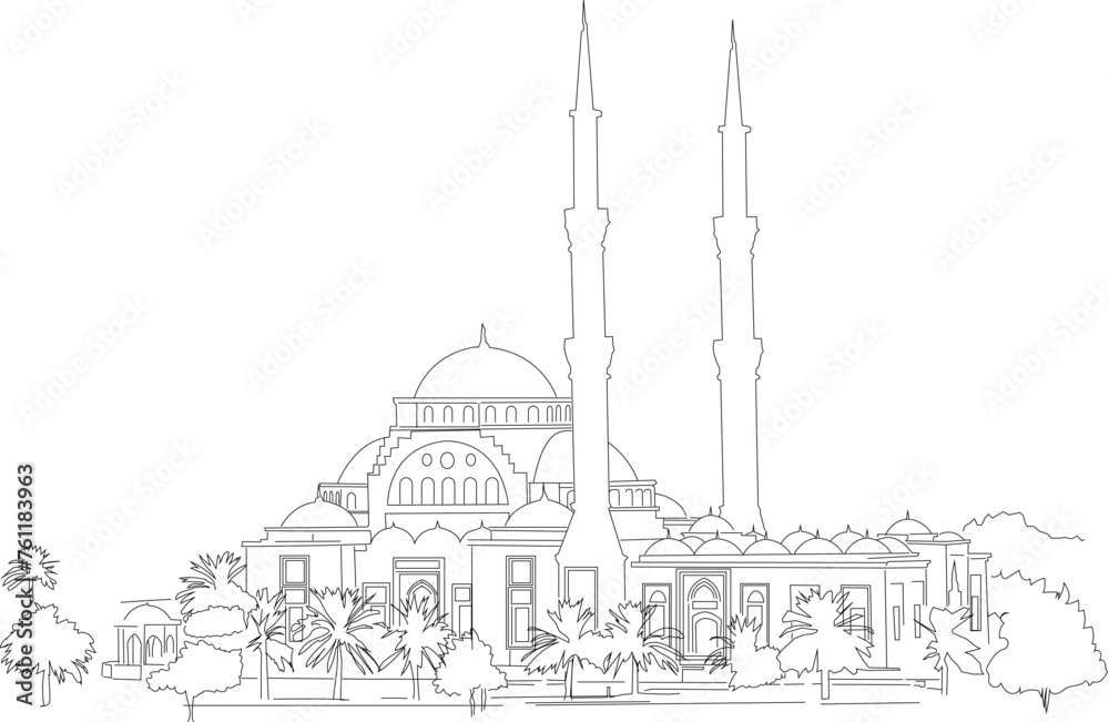 Omani Mosque, Line Drawing Masjid