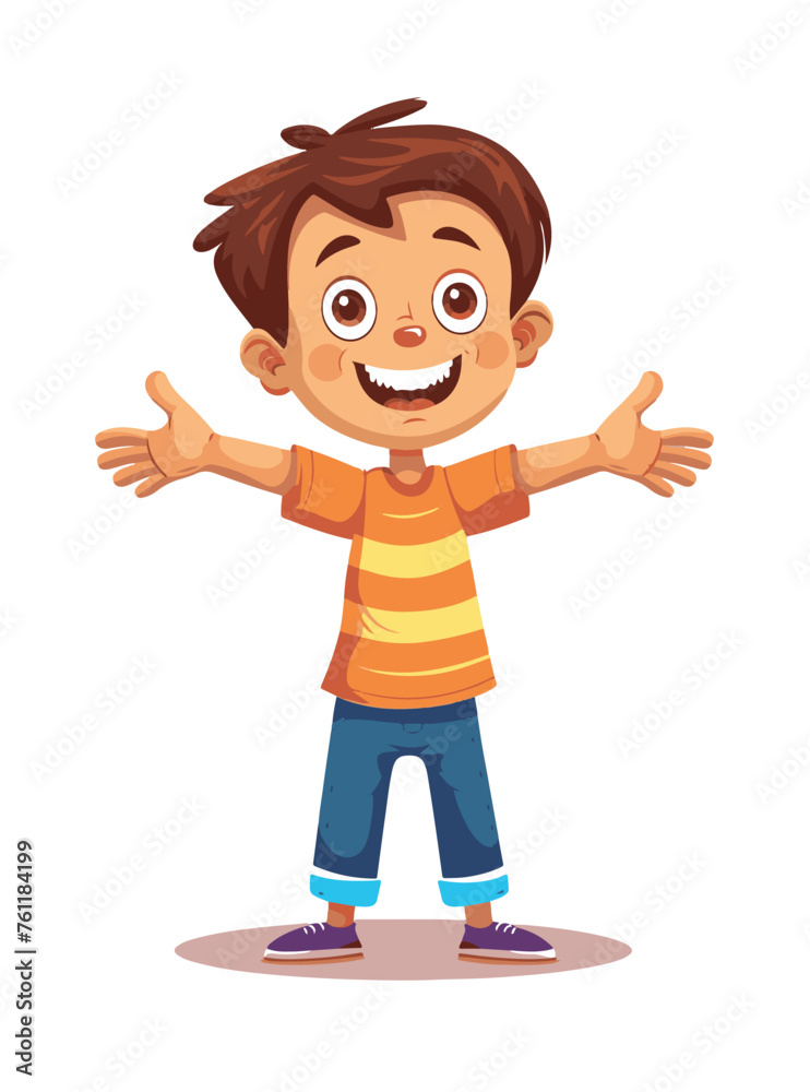 happy cartoon boy standing isolated vector happy cartoon boy standing isolated vector