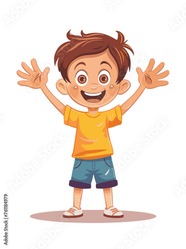 happy cartoon boy standing isolated vector 