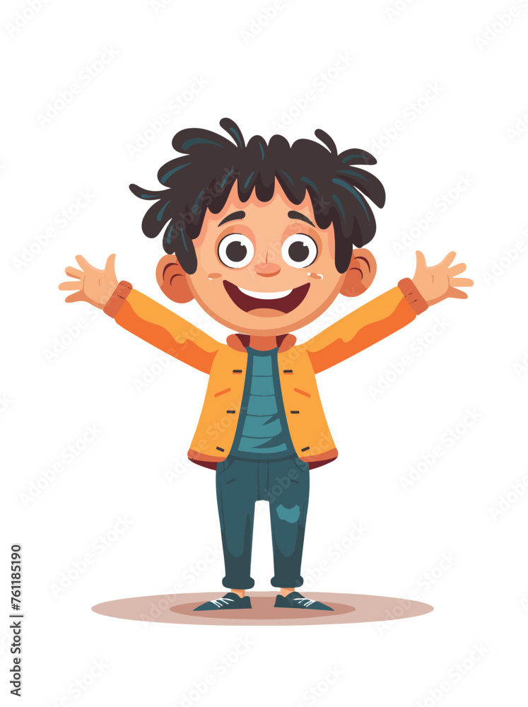 happy cartoon boy standing isolated vector happy cartoon boy standing isolated vector