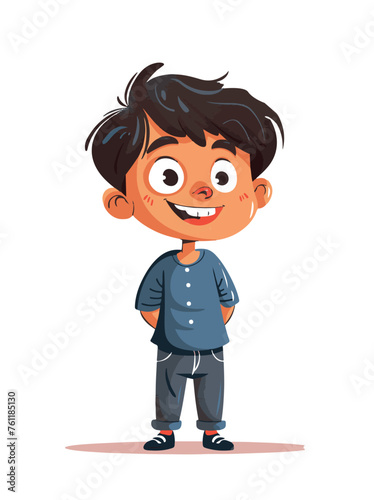 happy cartoon boy standing isolated vector 