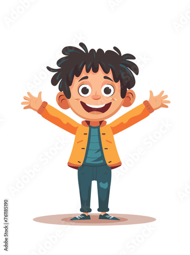 happy cartoon boy standing isolated vector 