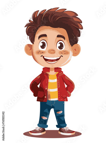 happy cartoon boy standing isolated vector 