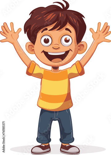 happy cartoon boy standing isolated vector 