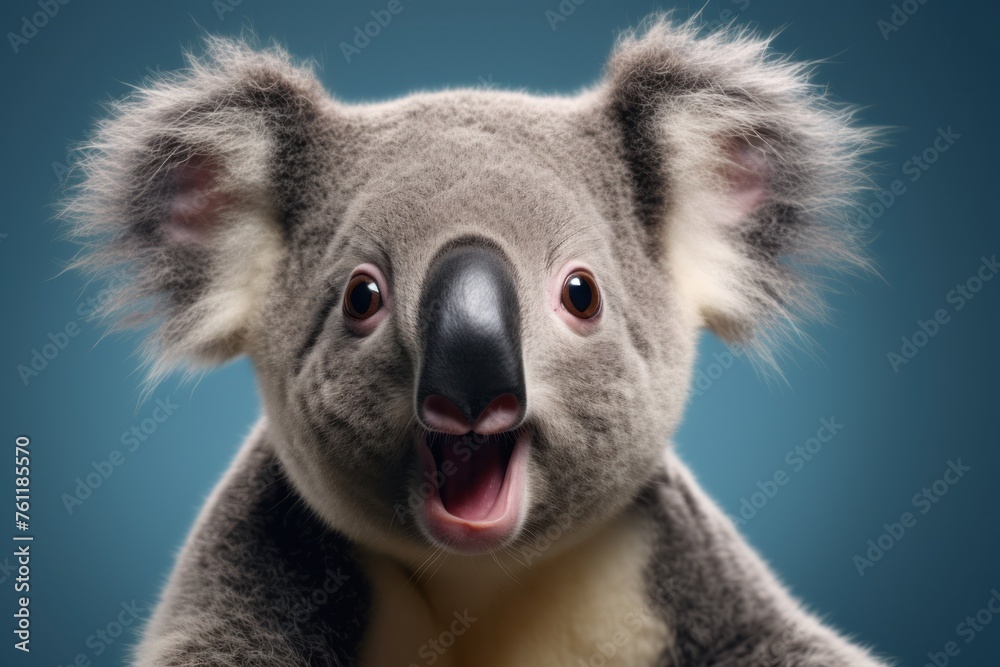 Fototapeta premium Happy surprised koala with open mouth.