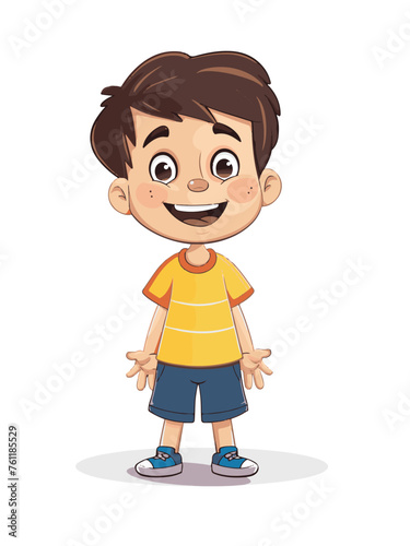happy cartoon boy standing isolated vector 