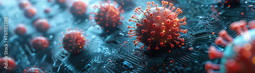 Dramatic 3D visualization of a computer virus attack photo