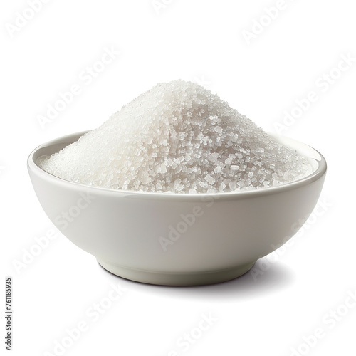 sugar in a white bowl isolated on a transparent background 