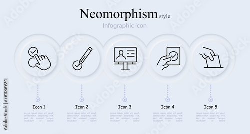 Elections line icon set. Electronic voting, monitor, pencil, tick, debate, growth in popularity. Neomorphism style. Vector line icon for Business
