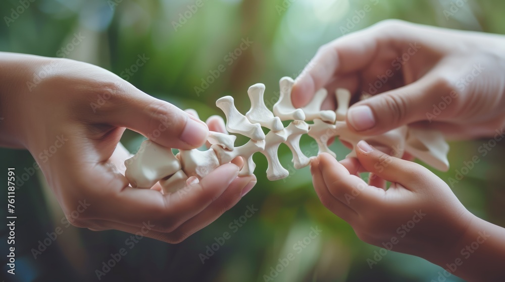 Hands holding a bone-shaped paper, advocating for bone health and ...