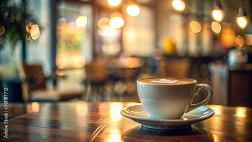 Cup of coffee on table in cafe