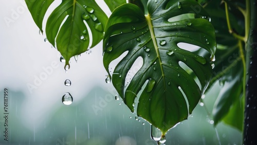 water drops on a leaf
