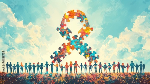 Puzzle as a symbol of the autism spectrum World Autism Awareness Day Symbol Incorporation of the World Autism Awareness