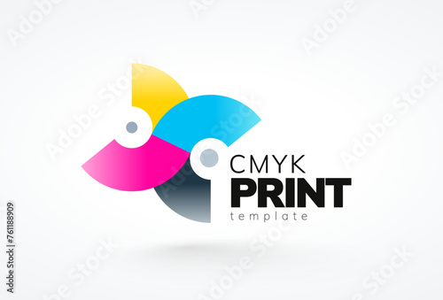 Logo CMYK Print Abstract Roller. Polygraphy theme. Template design vector. White background.