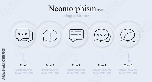 Message line icon set. Dialogue bubble, correspondence, notification, check mark, internet. Neomorphism style. Vector line icon for Business © Anastasia