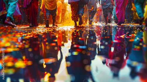 Colorful reflection of Holi festival © Asep