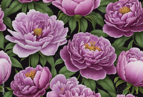 Floral purple peonies pattern