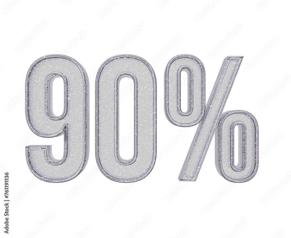90 number percent 3d text business concept illustration render on transparent background 90 number percent 3d text business concept illustration render on transparent background