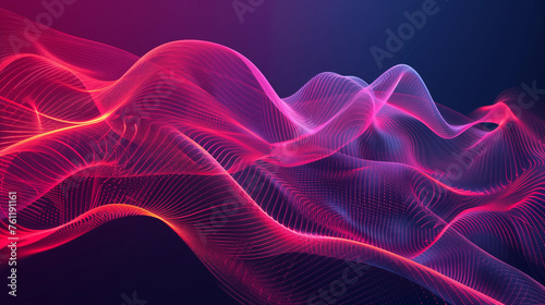 abstract background with waves and sinusoidal patterns, purple to violet  colors photo