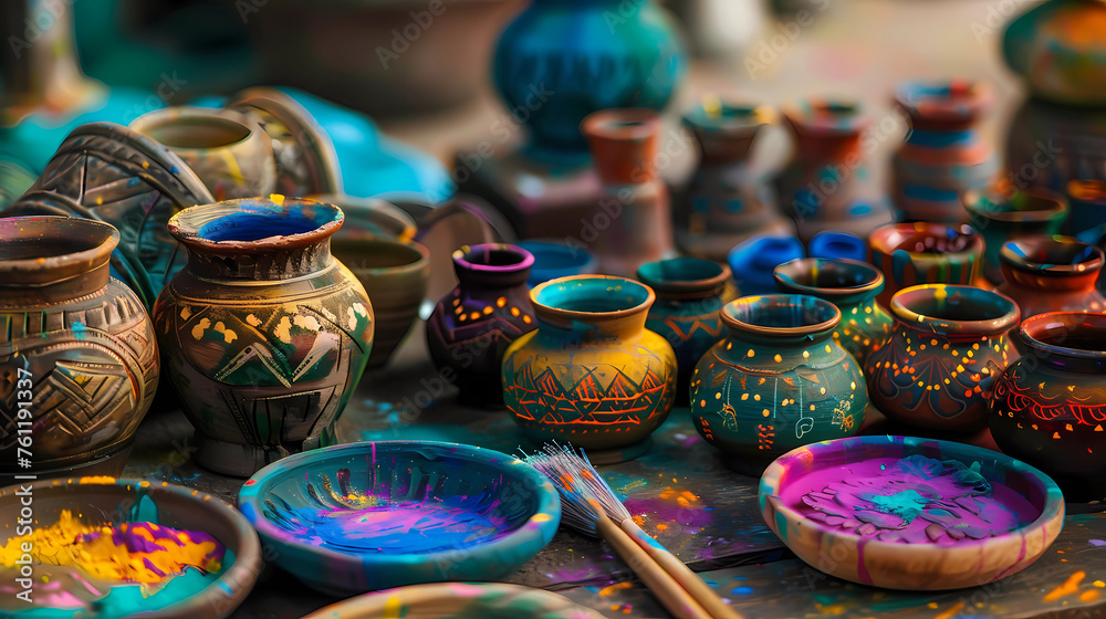 craftsmen ornamental and decorative items for the Holi festival