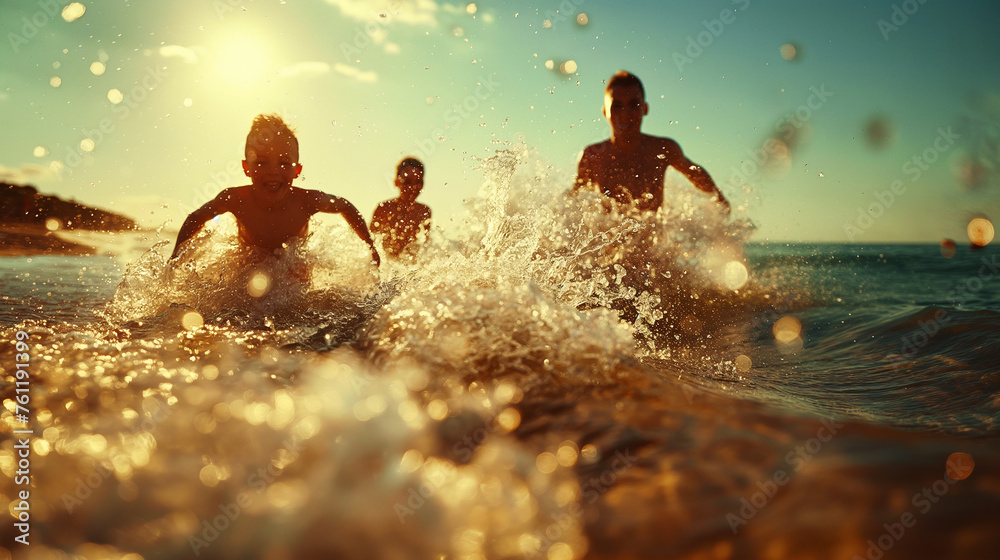 A happy family enjoys summer fun in Southern Italy. A happy family enjoys summer fun in Southern Italy.