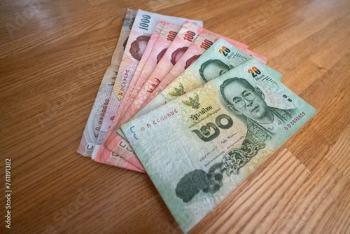 foreign currency Thai baht on business trip and travel