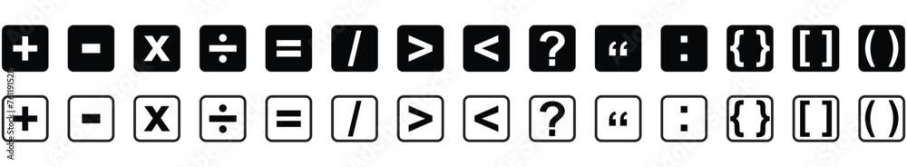 Calculator key icon. Plus, minus, and other calculator icon, Vector illustration Calculator key icon. Plus, minus, and other calculator icon, Vector illustration