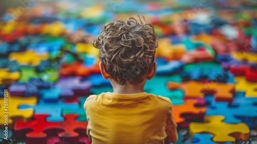 Puzzle as a symbol of the autism spectrum World Autism Awareness Day Symbol Incorporation of the World Autism Awareness