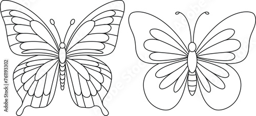 Obraz na płótnie Set of butterflies coloring page for kids w salonie