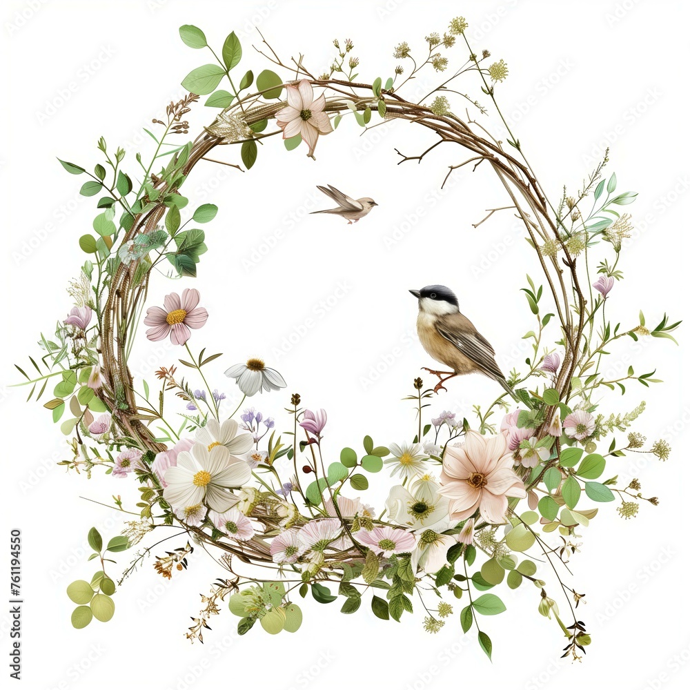 Fototapeta premium spring wreath, Easter wreath, frame, round wreath, decoration for cards
