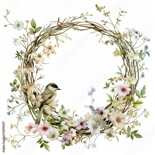 spring wreath, Easter wreath, frame, round wreath, decoration for cards