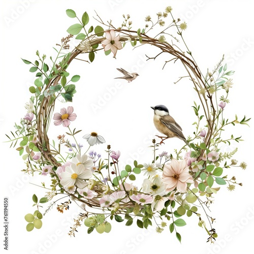 spring wreath, Easter wreath, frame, round wreath, decoration for cards