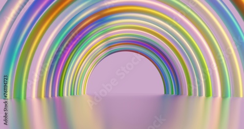 Fototapeta Naklejka Na Ścianę i Meble -  Abstract architecture background rainbow arched interior 3d render