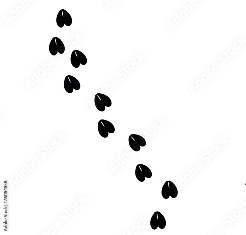 Steppe animals with foot prints cartoon style vector illustration. Collection of wild nature mammals with tracks silhouette: fantelope, goat, ram, buffalo, bull, cow.