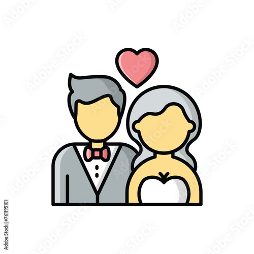 Color line Wedding contract vector icon