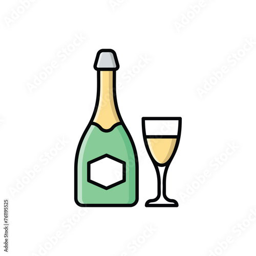 Color line Champagne vector icon