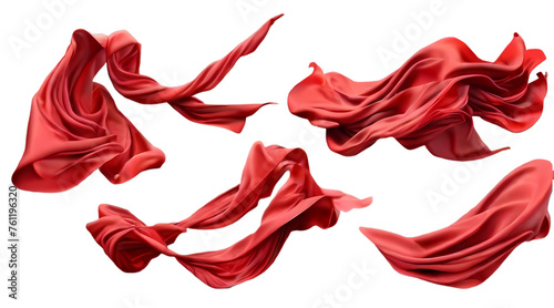 set of red satin isolated on transparent background