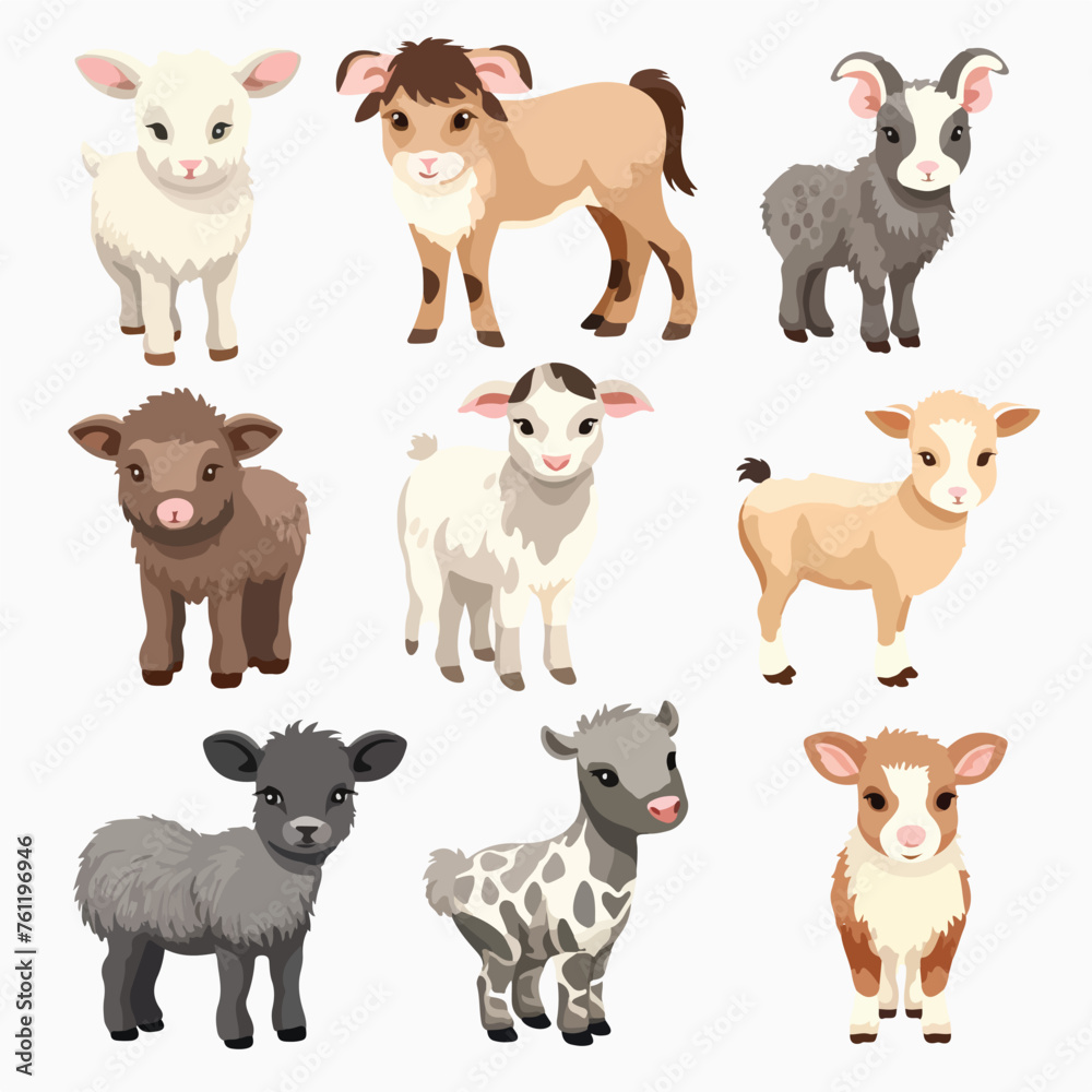 Baby Farm animals Clipart isolated on white background