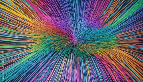 Image background of rainbow-colored digital network
