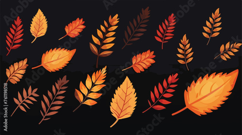 Autumn leaves on black color background minimal conc