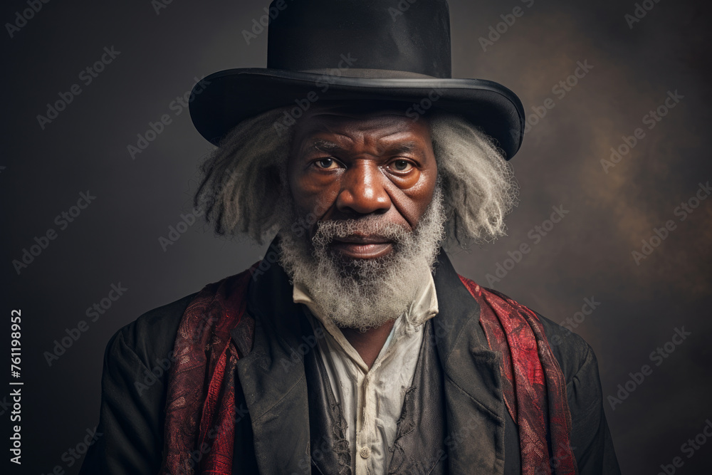 Portrait of a wise elderly African man with a gray beard