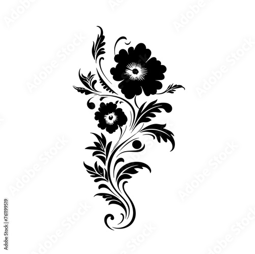 black and white floral ornament © Sadia
