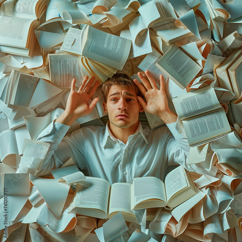 Deadline, overtime, exhaustion, workaholic or careerist concept. Tired office worker